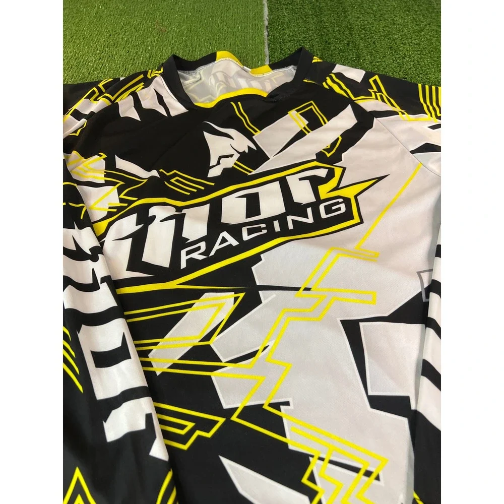 Thor Racing‎ Long Sleeve Motocross Jersey Men Black White Yellow Graphic XL